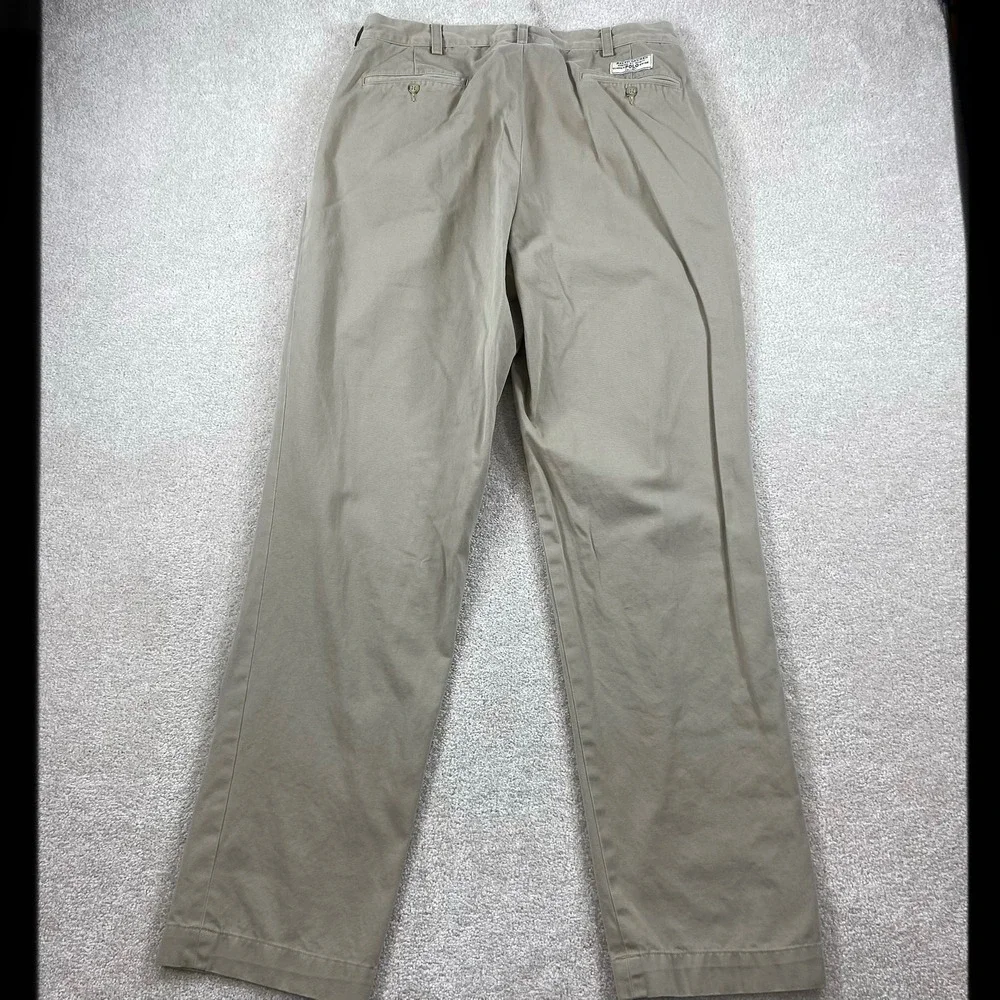 Vintage Polo Ralph Lauren Andrew Pant Mens 34x34 Tan Double Pleated Cotton Chino
